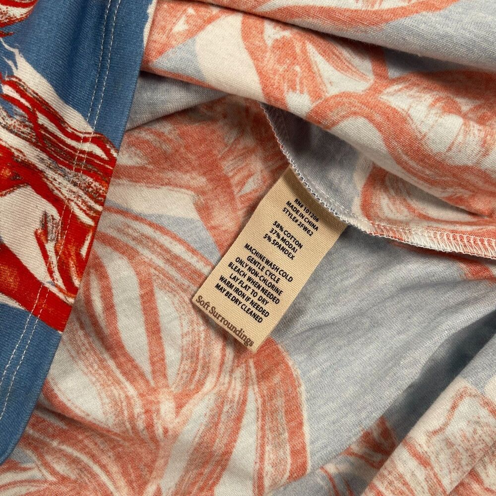 Soft Surroundings Spritzer Twist Front Maxi Dress Large Blue Orange Costal Knit - Picture 8 of 10